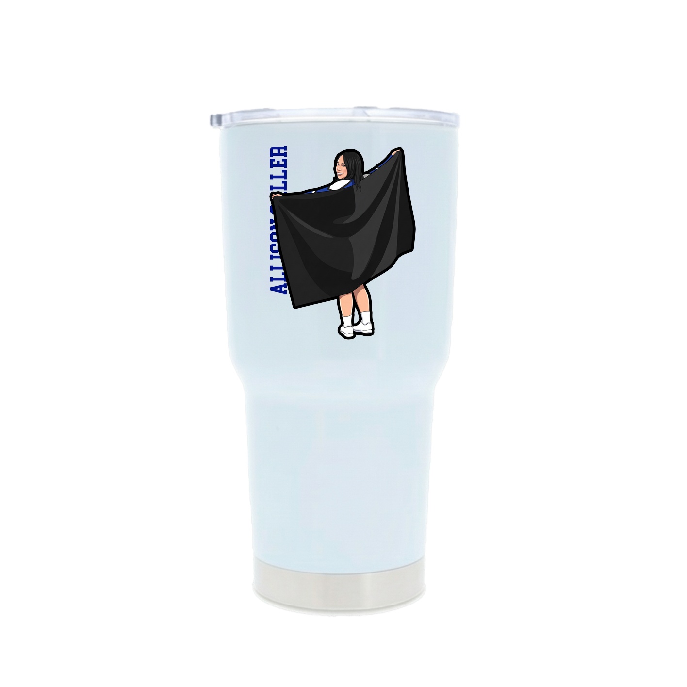 30oz Stainless Steel Tumbler — Name Vertical in White