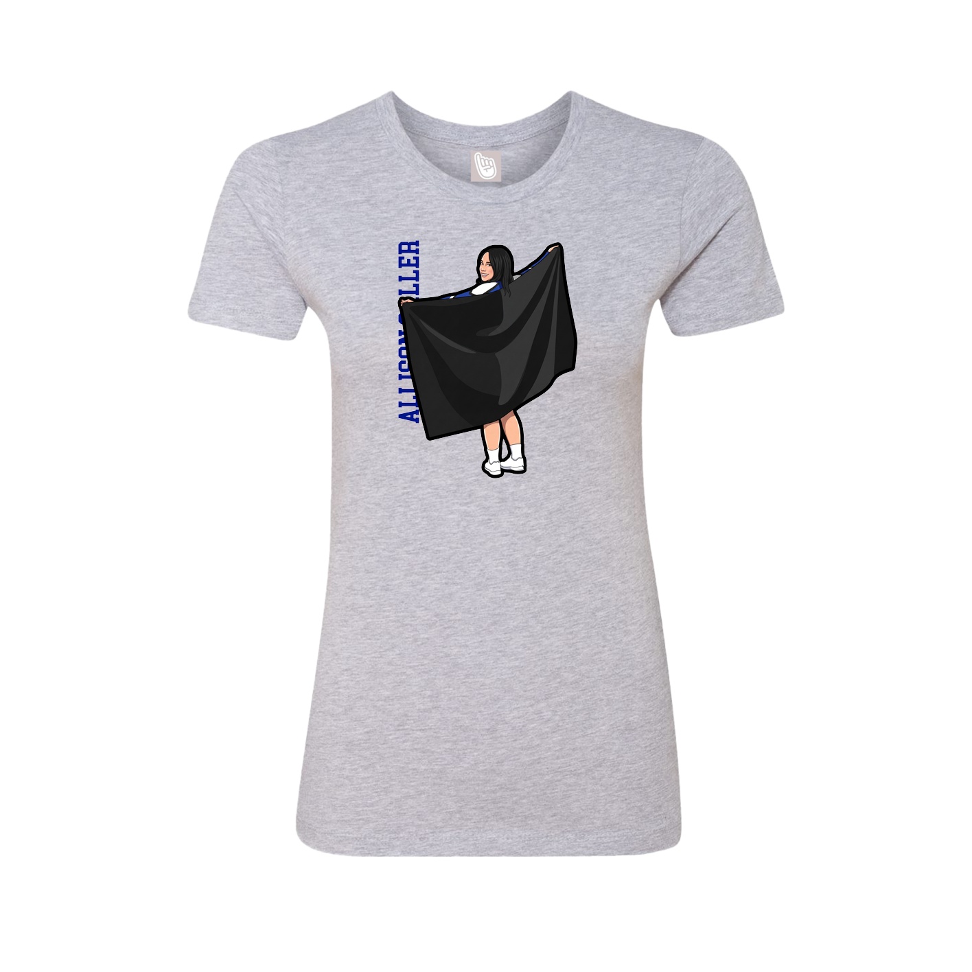Fitted Women's Tee — Name Vertical in Grey