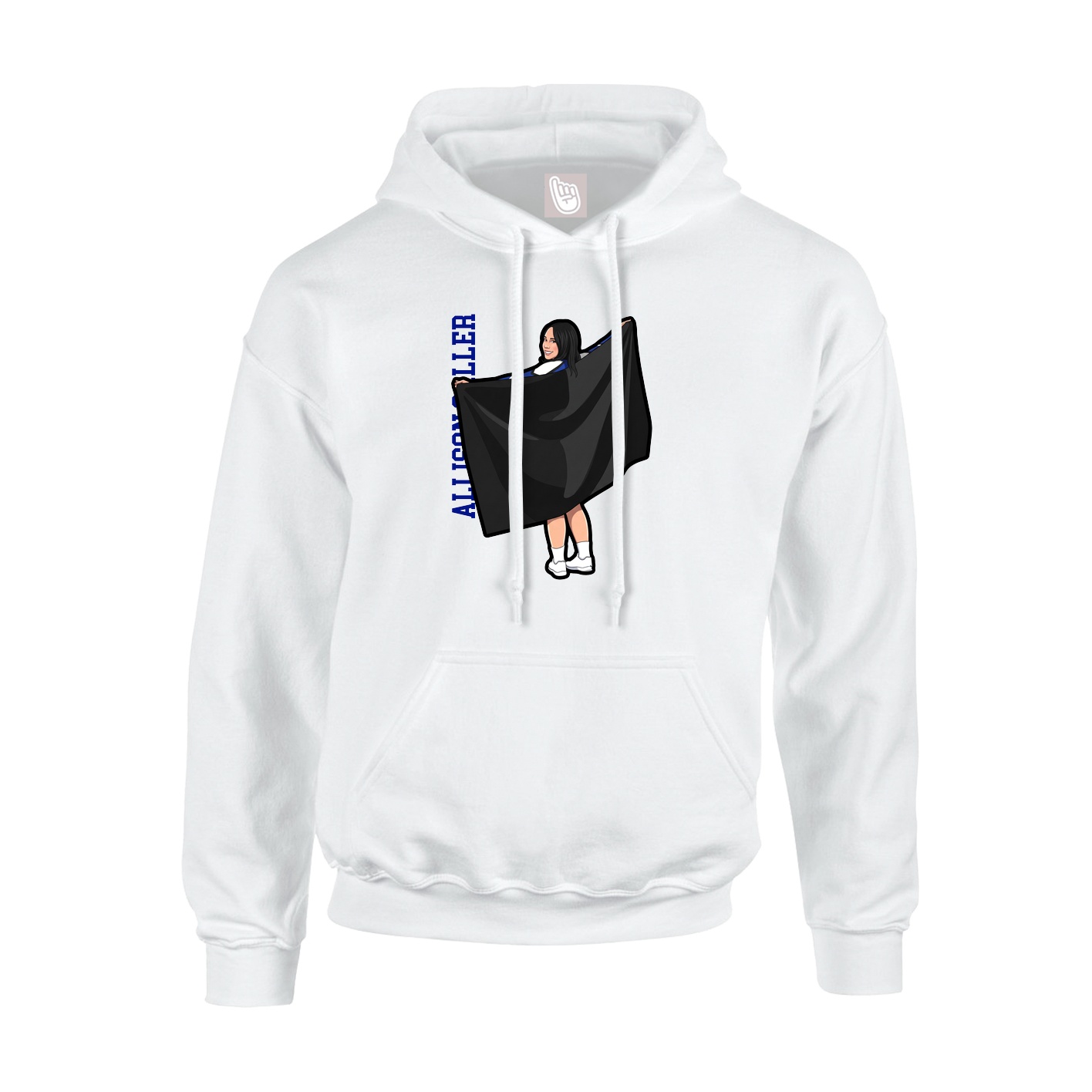 Youth Hoodie — Name Vertical in White