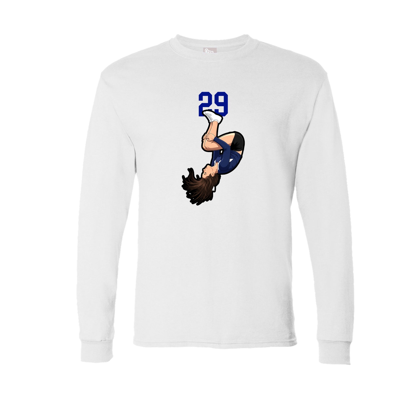 Long Sleeve Tee — Number Top in White