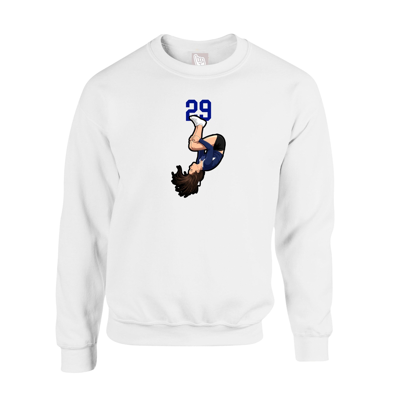 Fleece Crew — Number Top in White