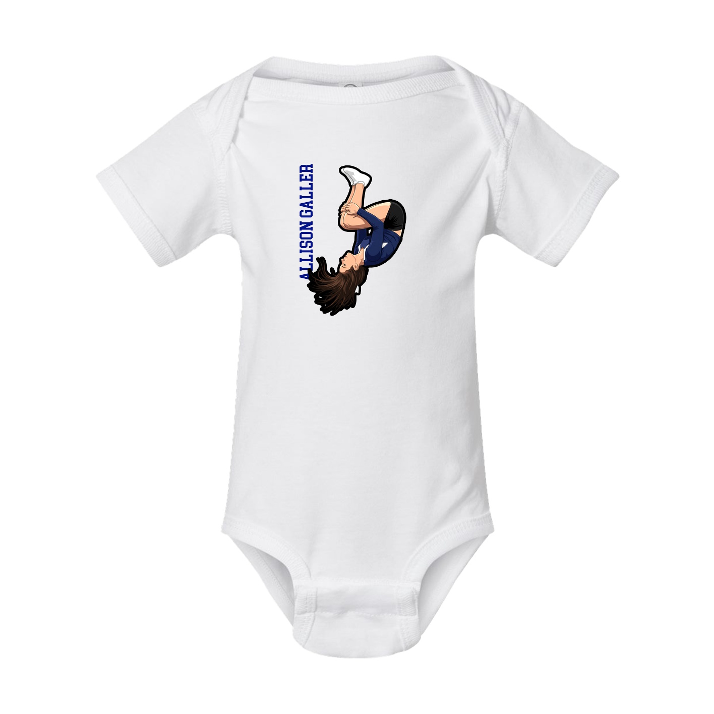 Baby Onesie — Name Vertical in White