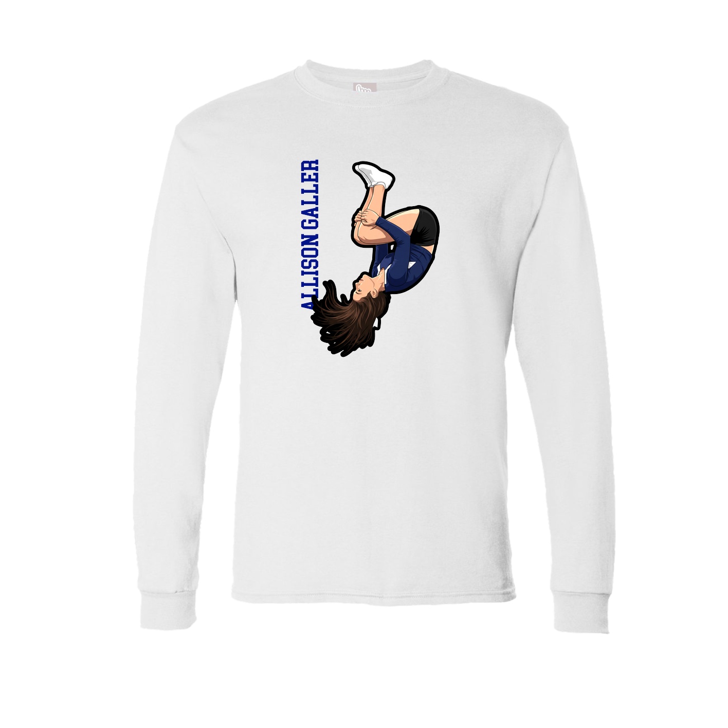 Long Sleeve Tee — Name Vertical in White