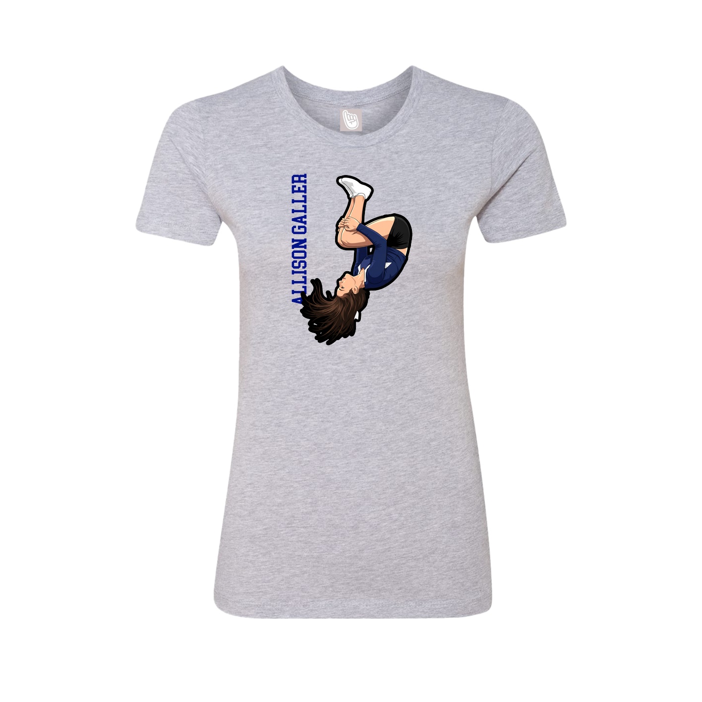 Fitted Women's Tee — Name Vertical in Grey