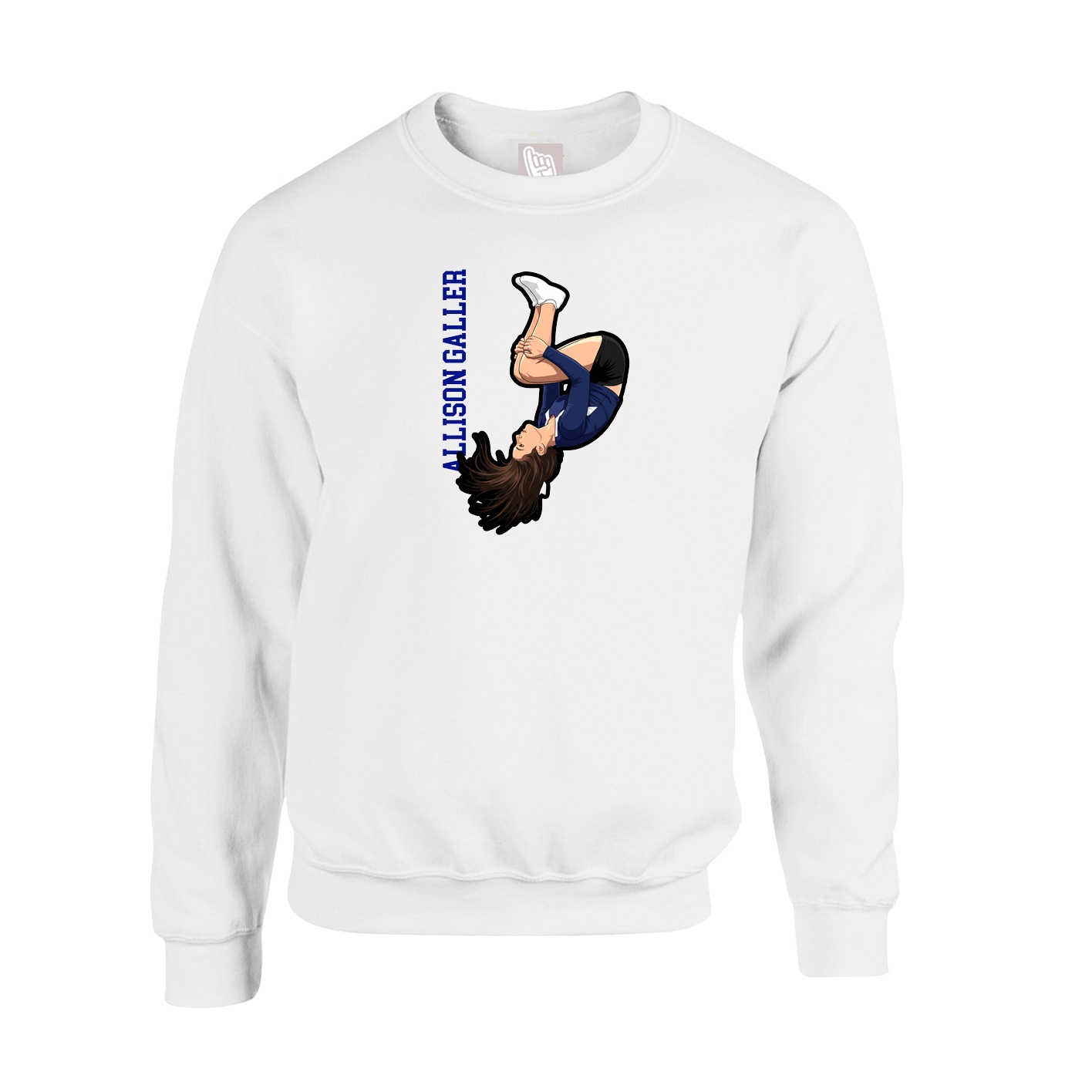 Fleece Crew — Name Vertical in White
