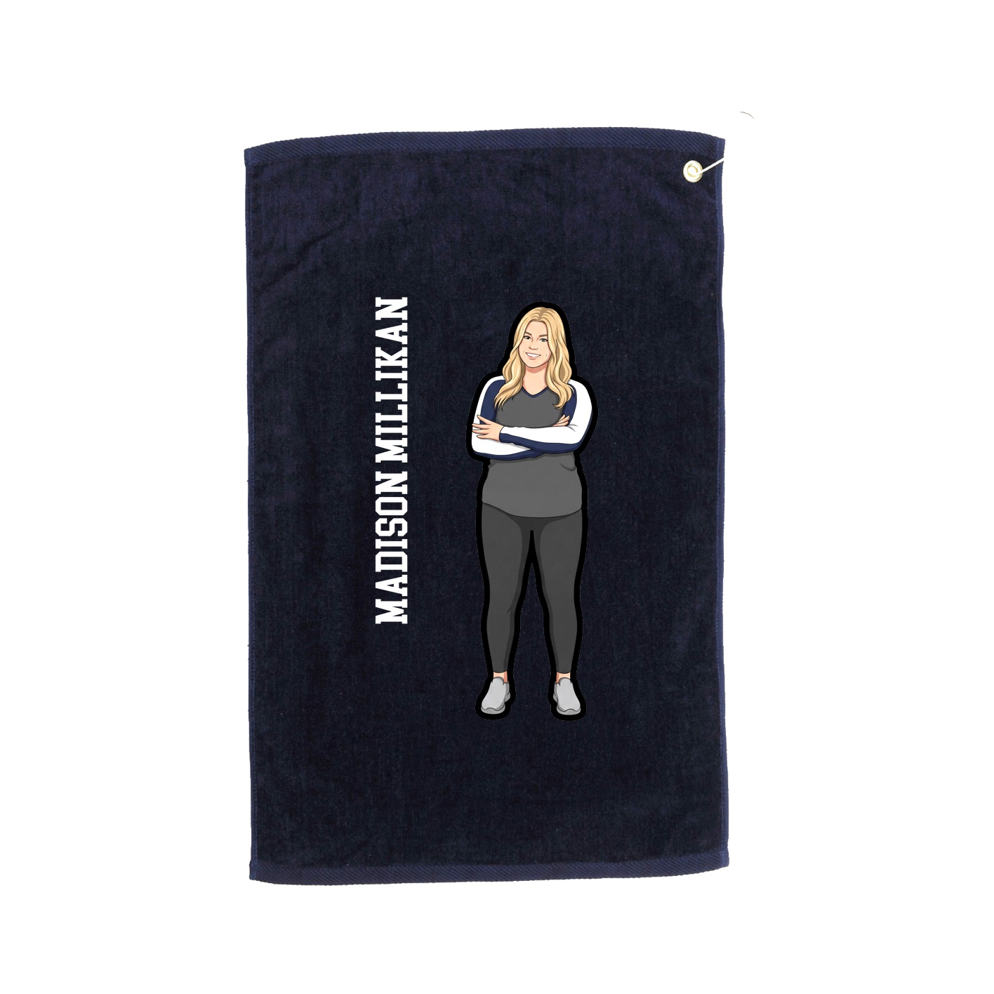 Golf Towel — Name Vertical in Navy
