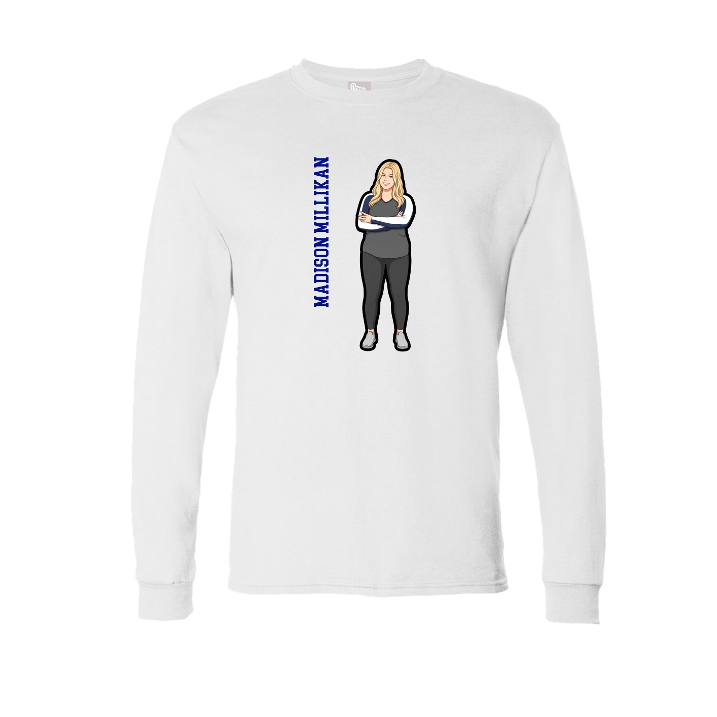 Long Sleeve Tee — Name Vertical in White