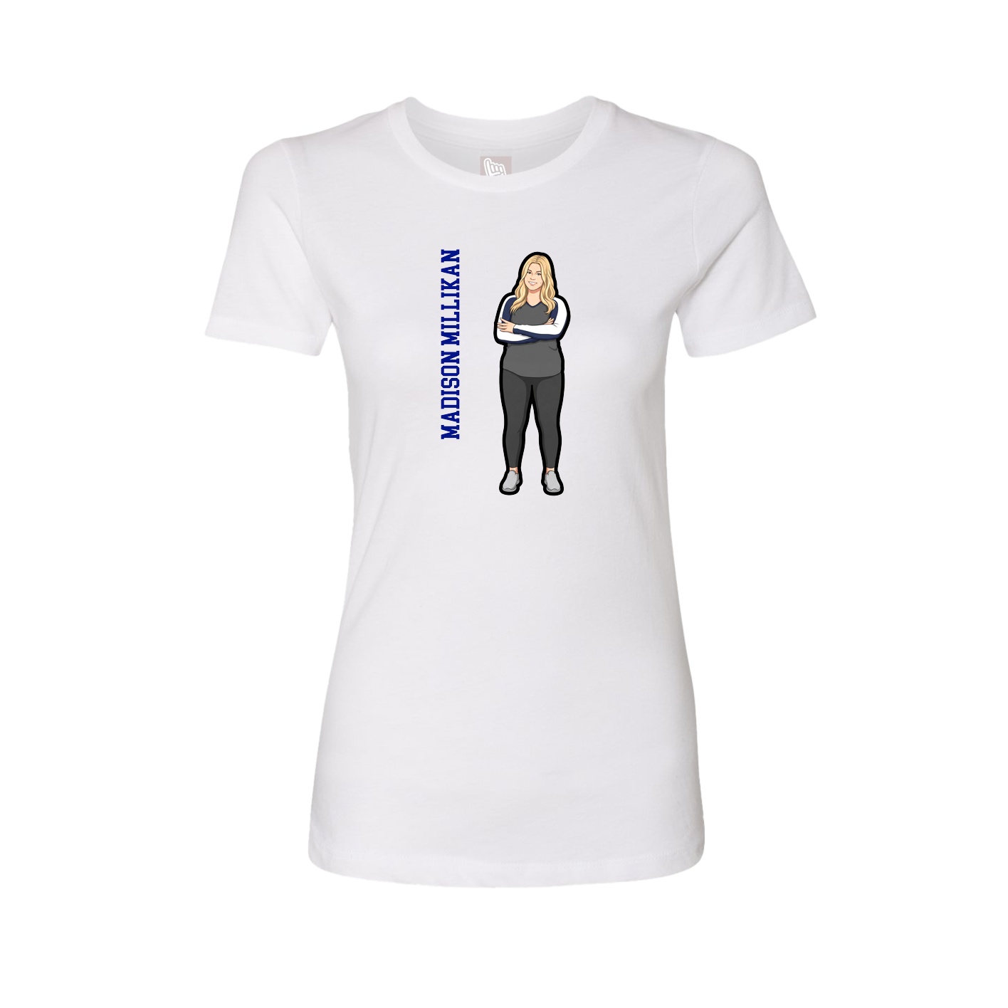 Fitted Women's Tee — Name Vertical in White