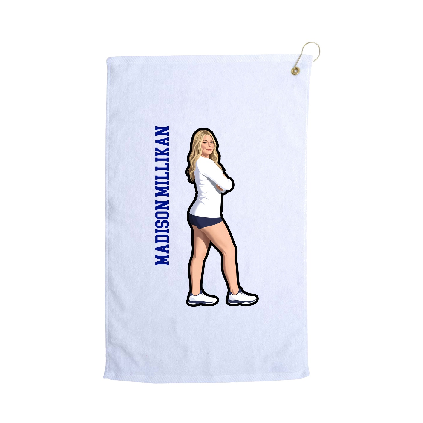 Golf Towel — Name Vertical in White
