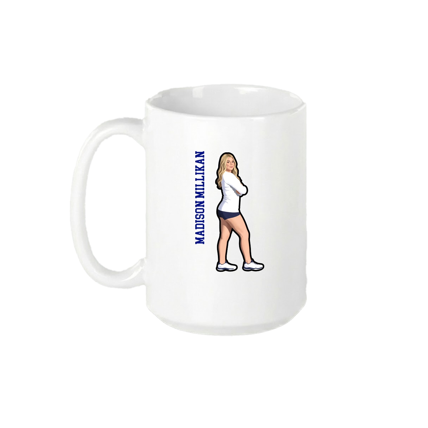 15oz Coffee Mug — Name Vertical in White