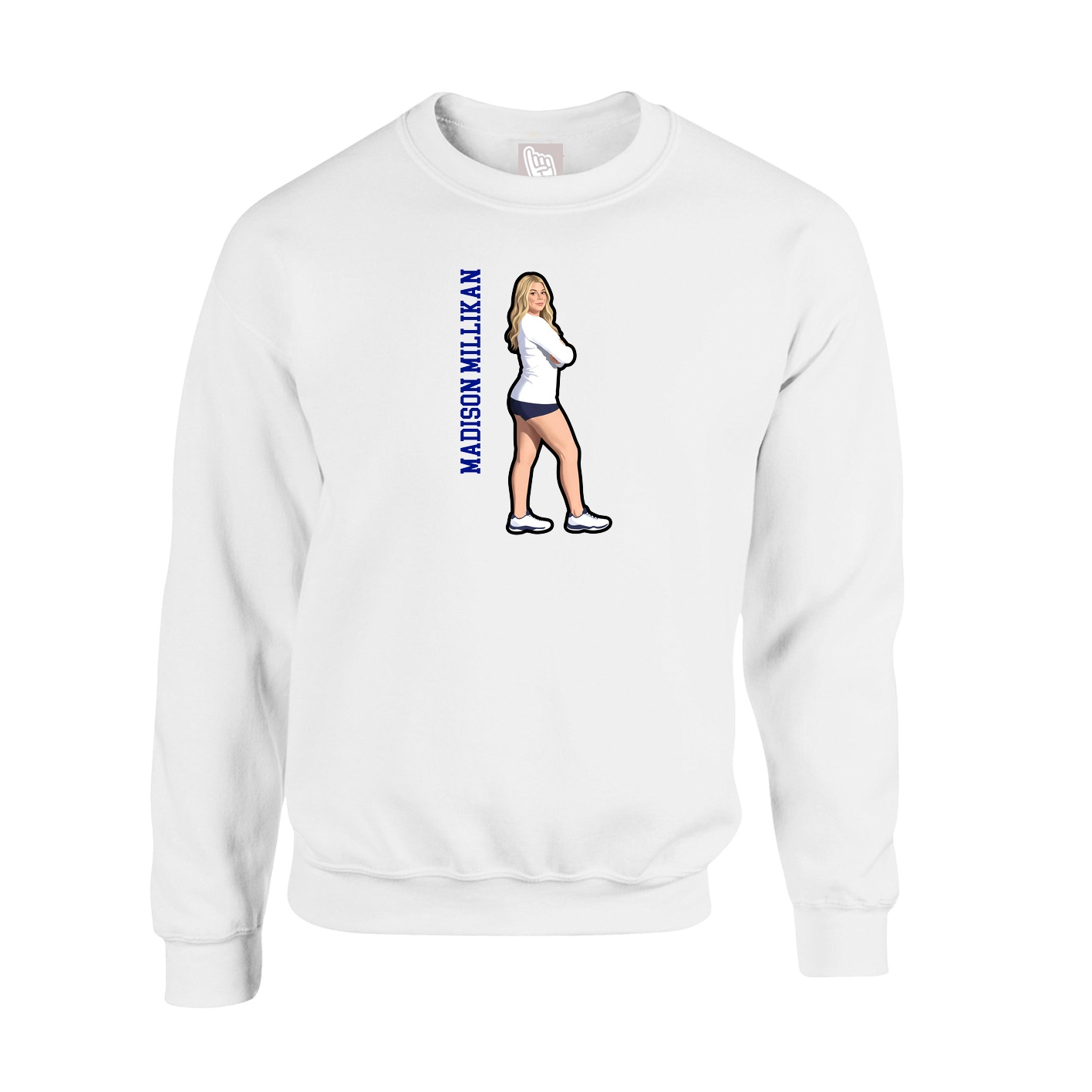 Fleece Crew — Name Vertical in White