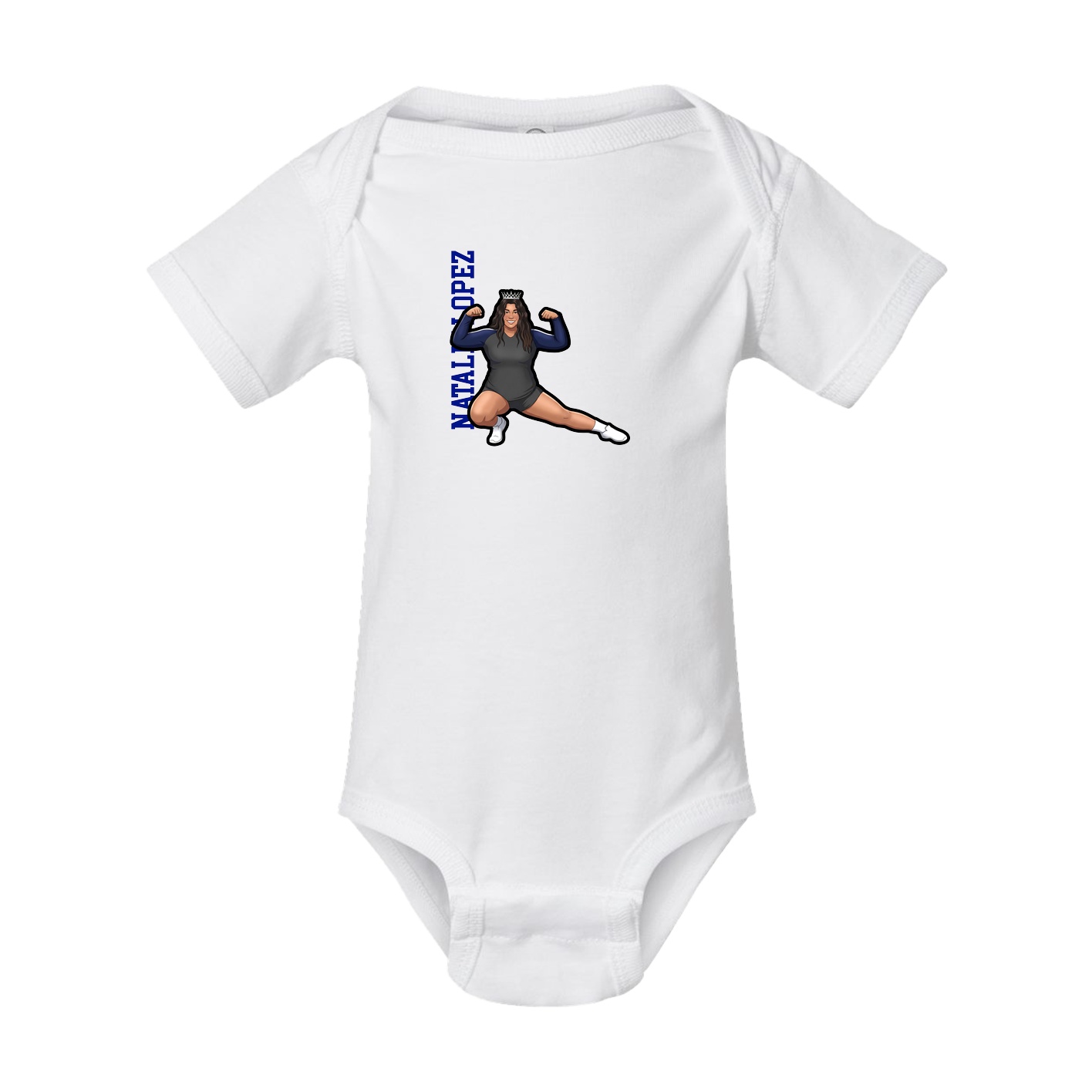 Baby Onesie — Name Vertical in White