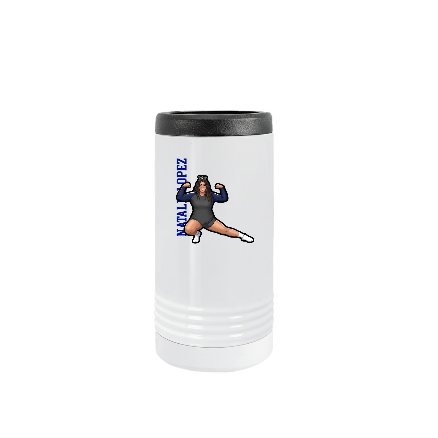 Slim Beverage Holder — Name Vertical in White
