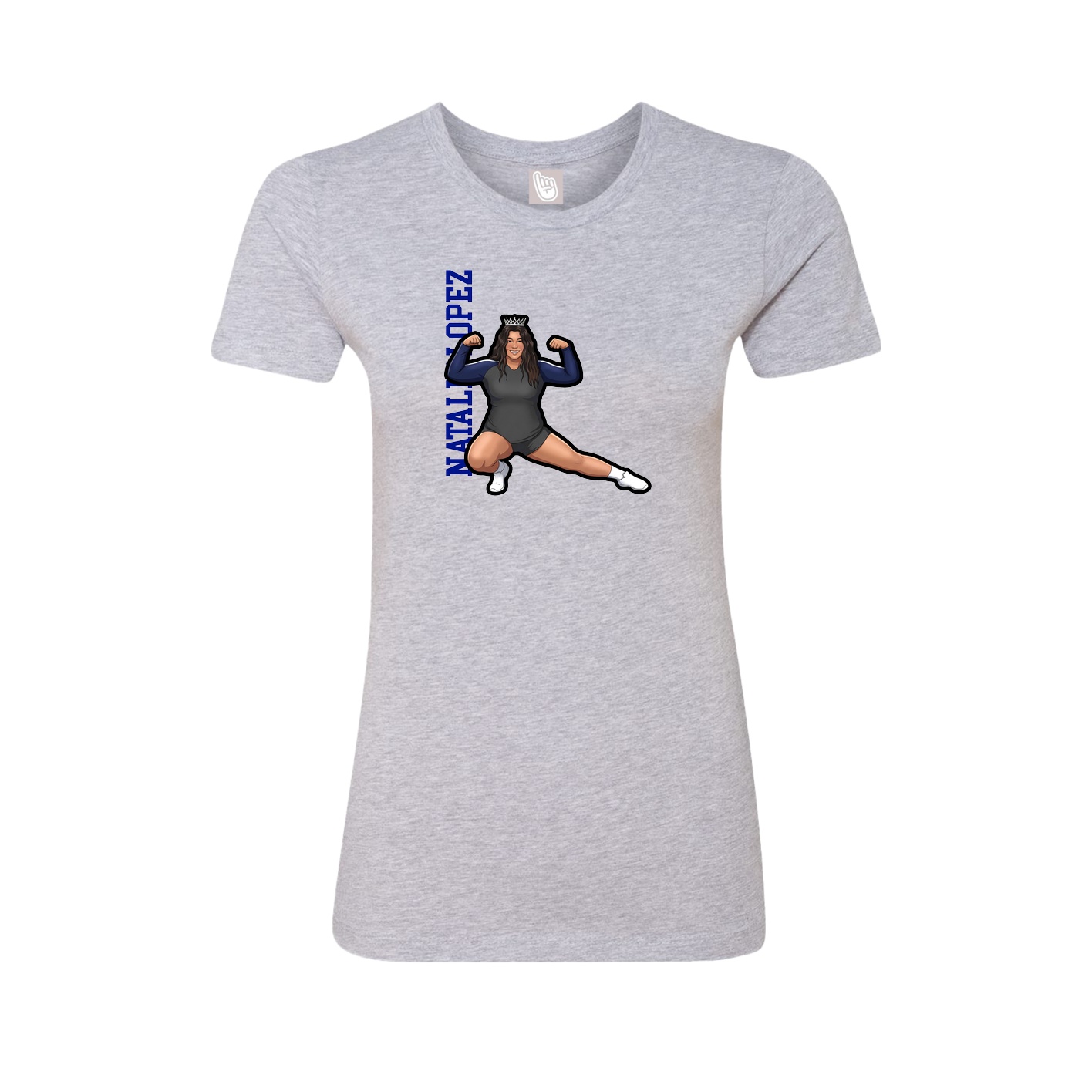 Fitted Women's Tee — Name Vertical in Grey