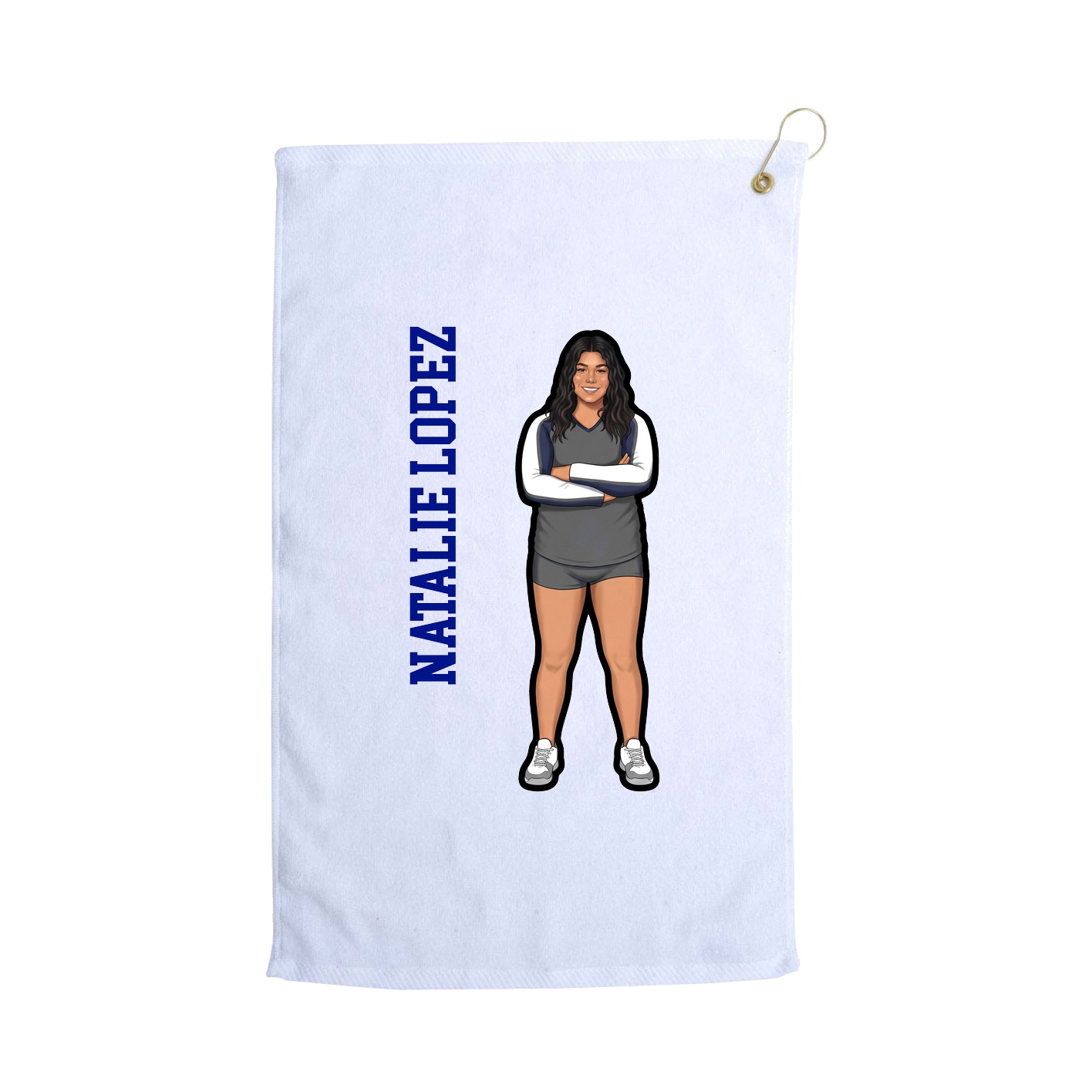 Golf Towel — Name Vertical in White