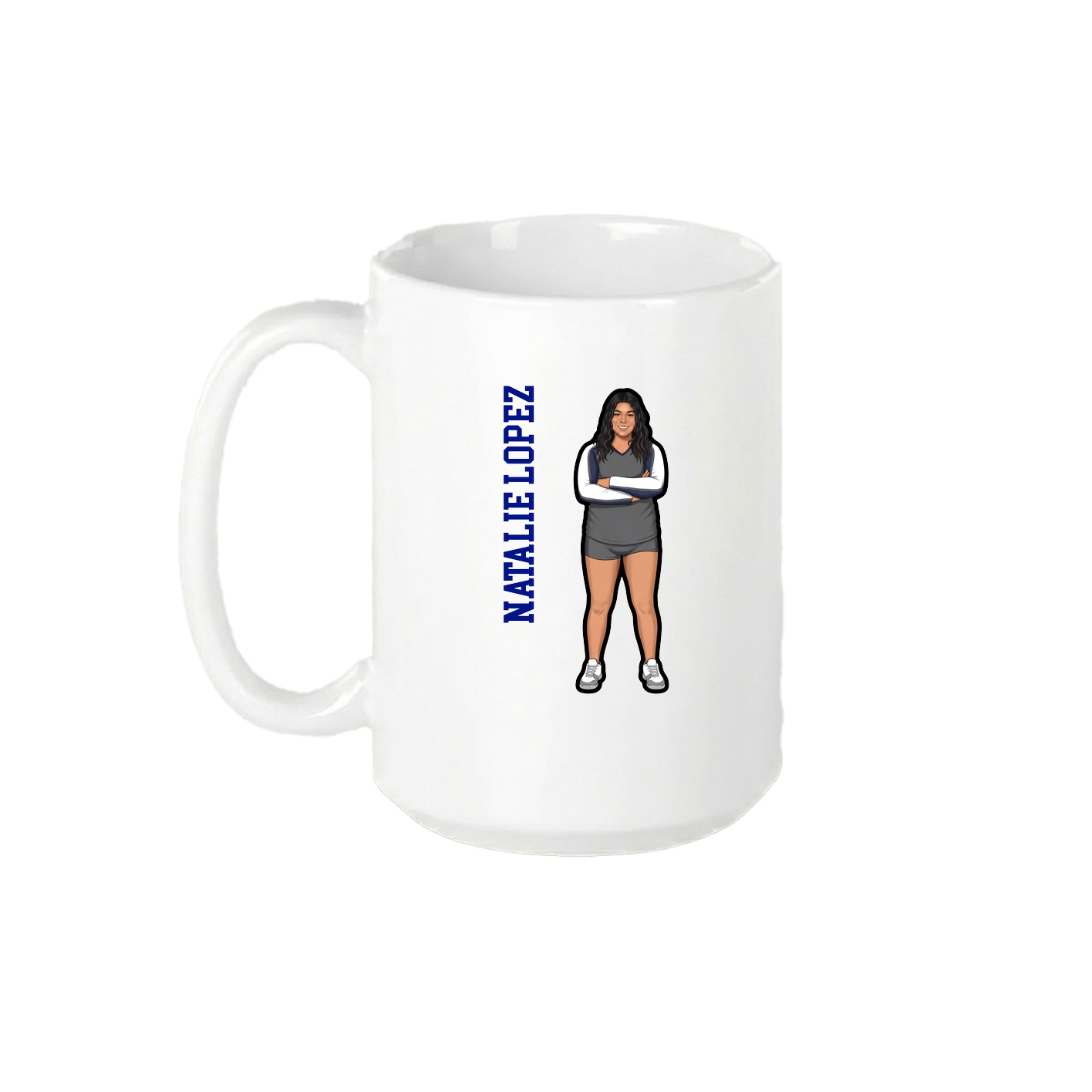 15oz Coffee Mug — Name Vertical in White