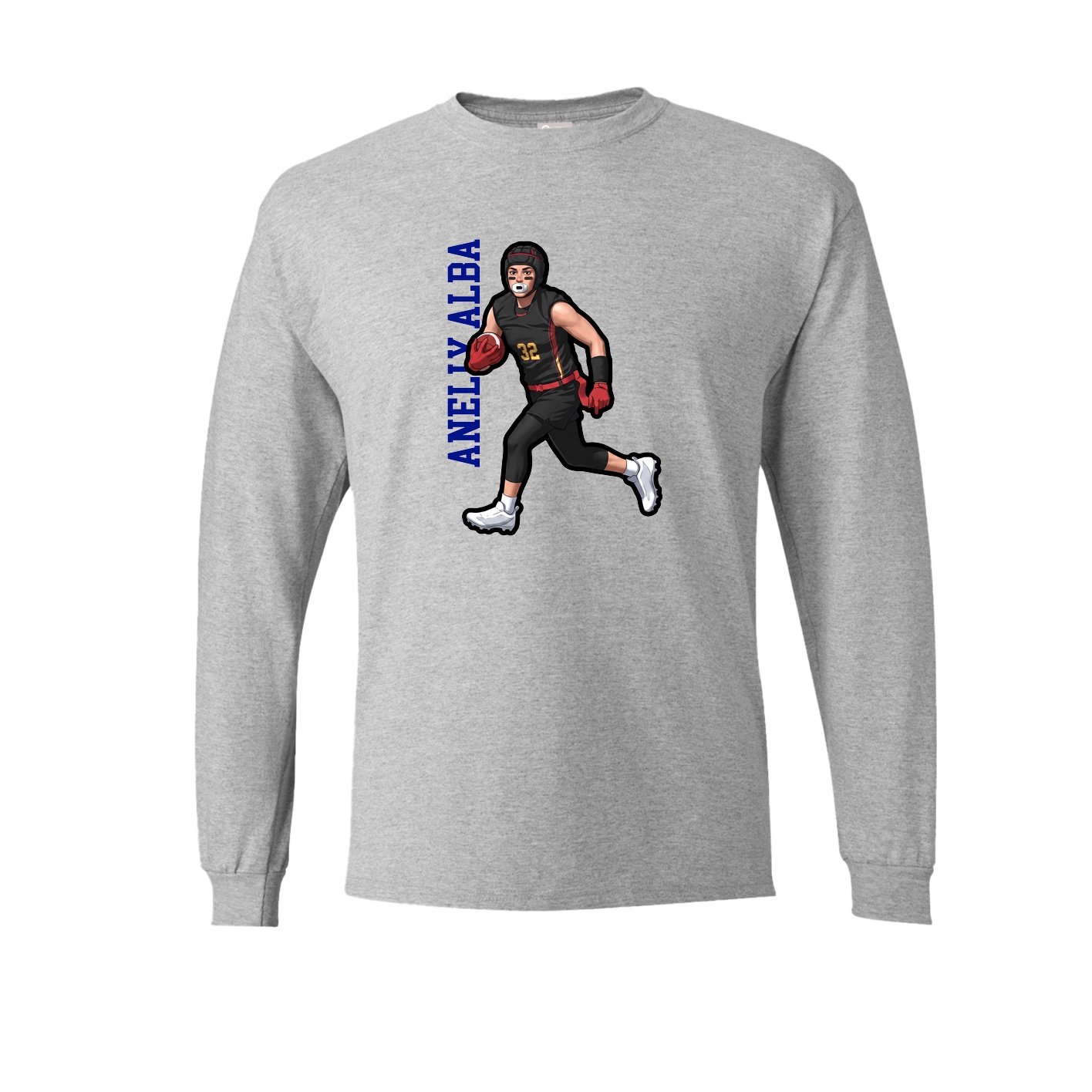Long Sleeve Tee — Name Vertical in Grey
