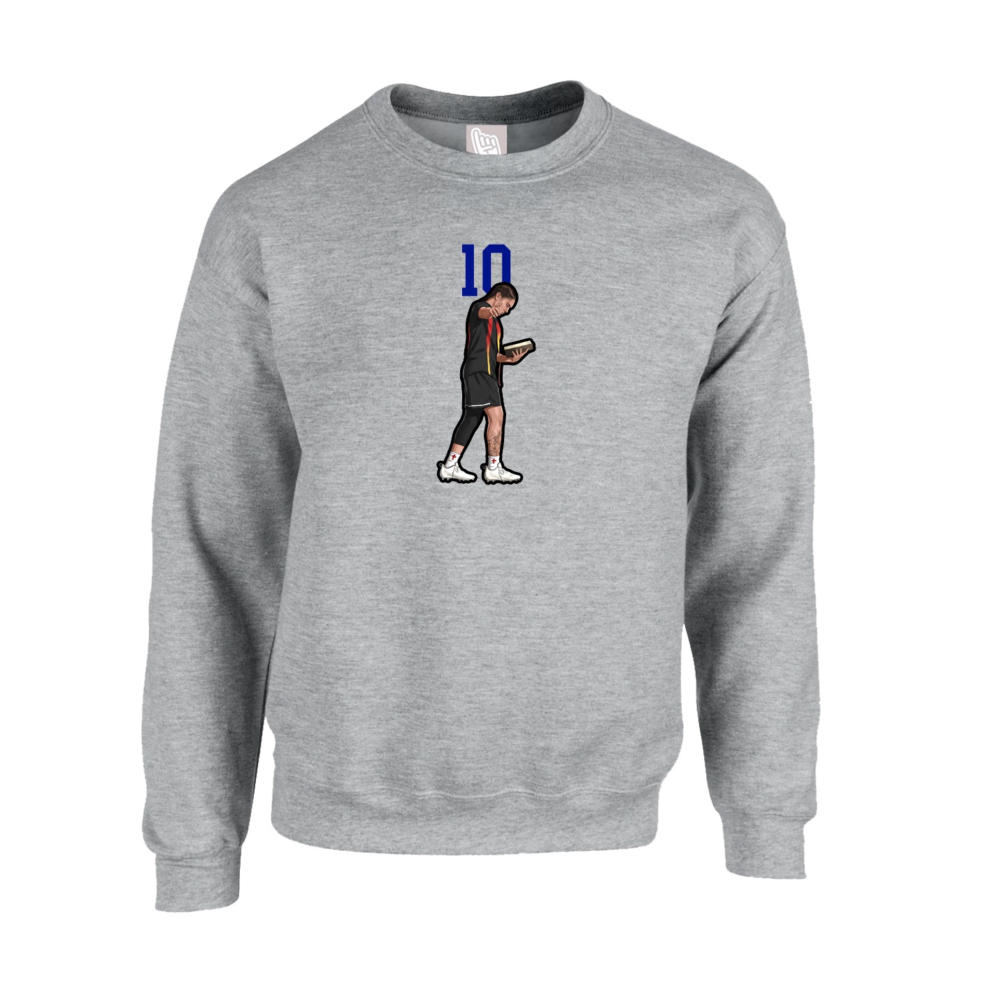 Fleece Crew — Number Top in Grey