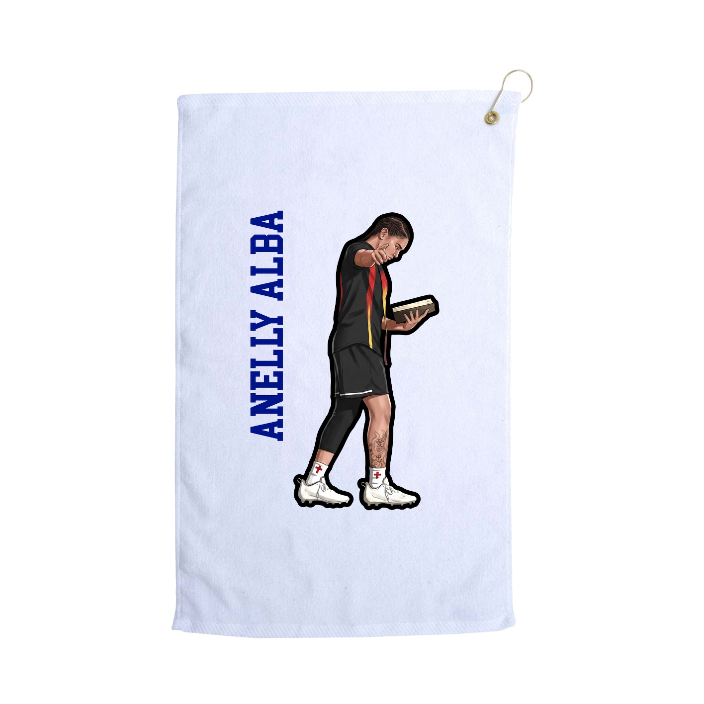 Golf Towel — Name Vertical in White