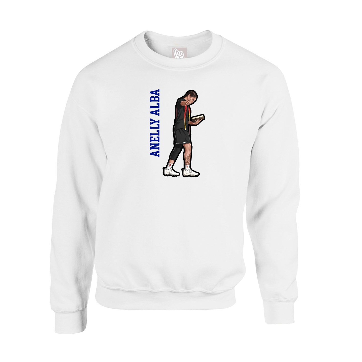 Fleece Crew — Name Vertical in White