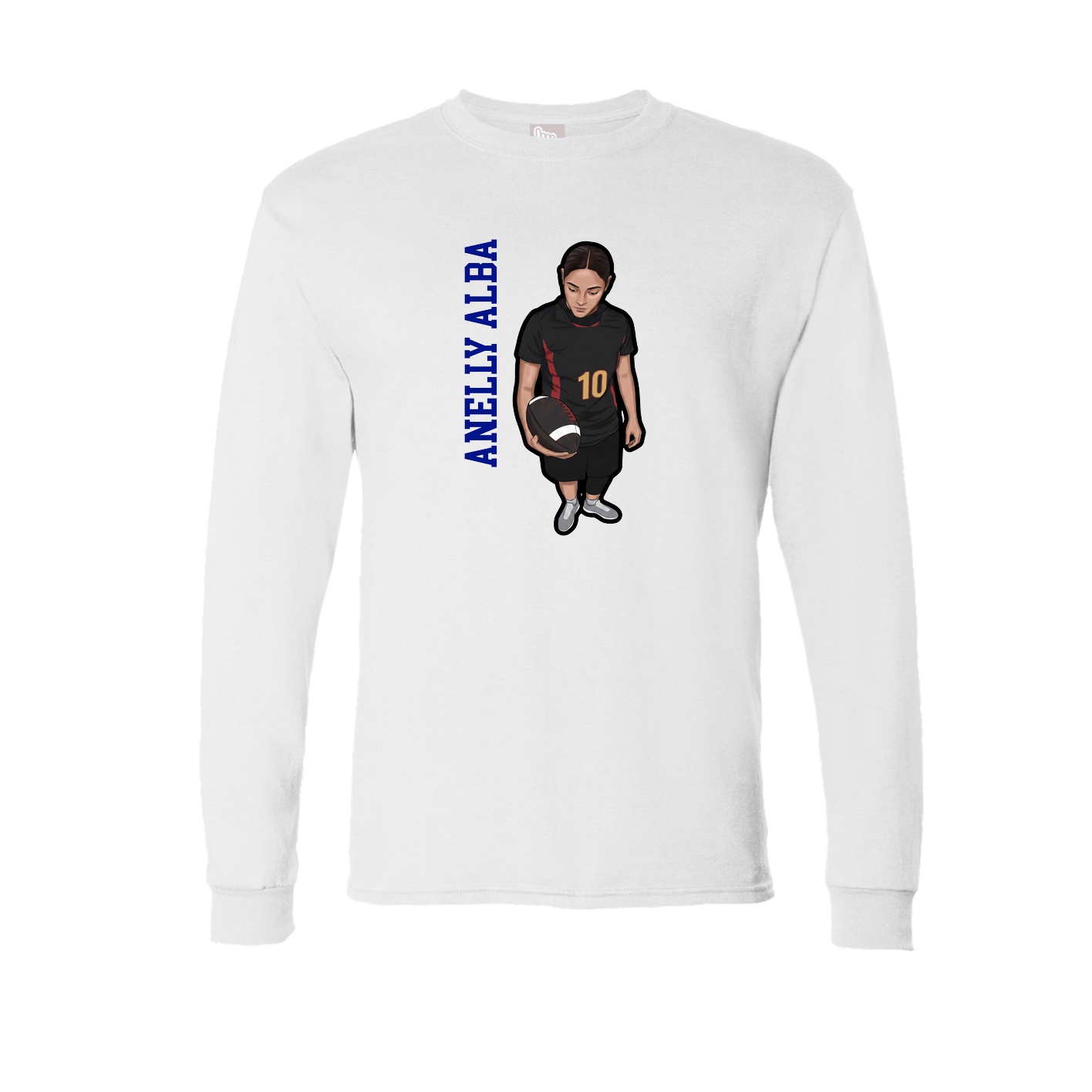 Long Sleeve Tee — Name Vertical in White