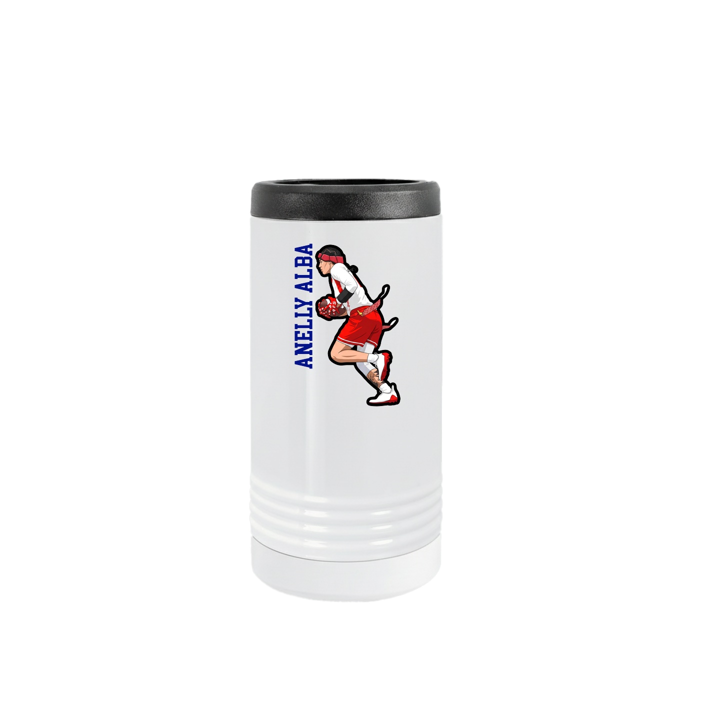 Slim Beverage Holder — Name Vertical in White