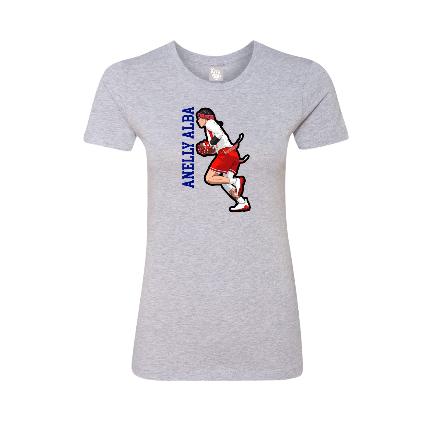 Fitted Women's Tee — Name Vertical in Grey