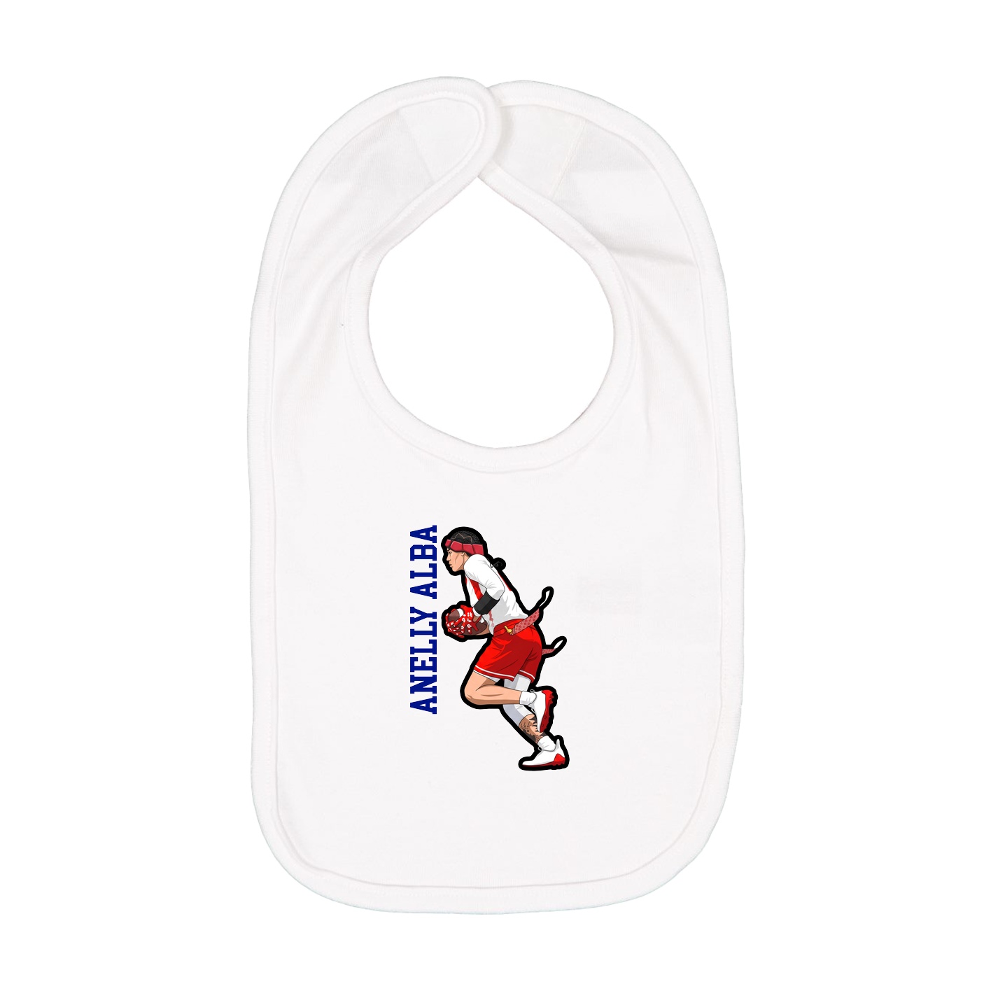 Infant Bib — Name Vertical in White