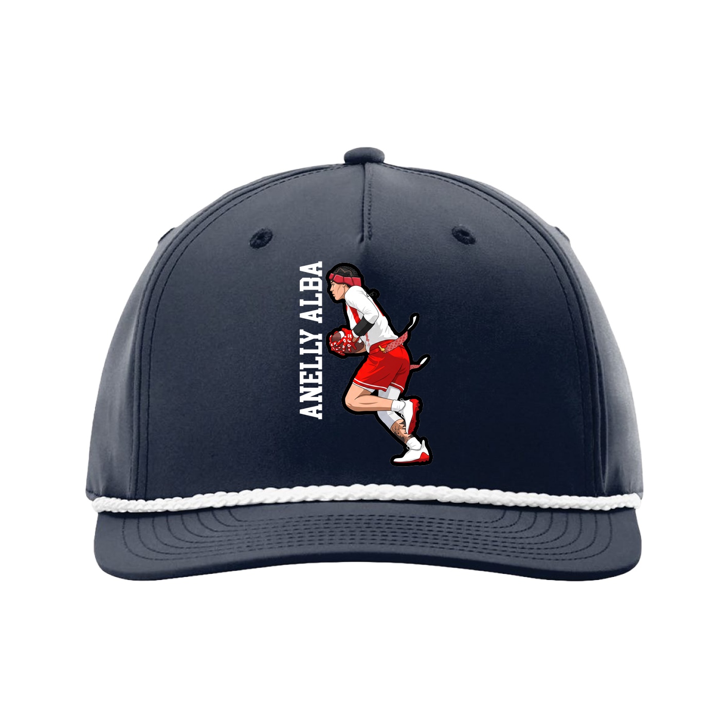 Five-Panel Classic Rope Cap — Name Vertical in Navy