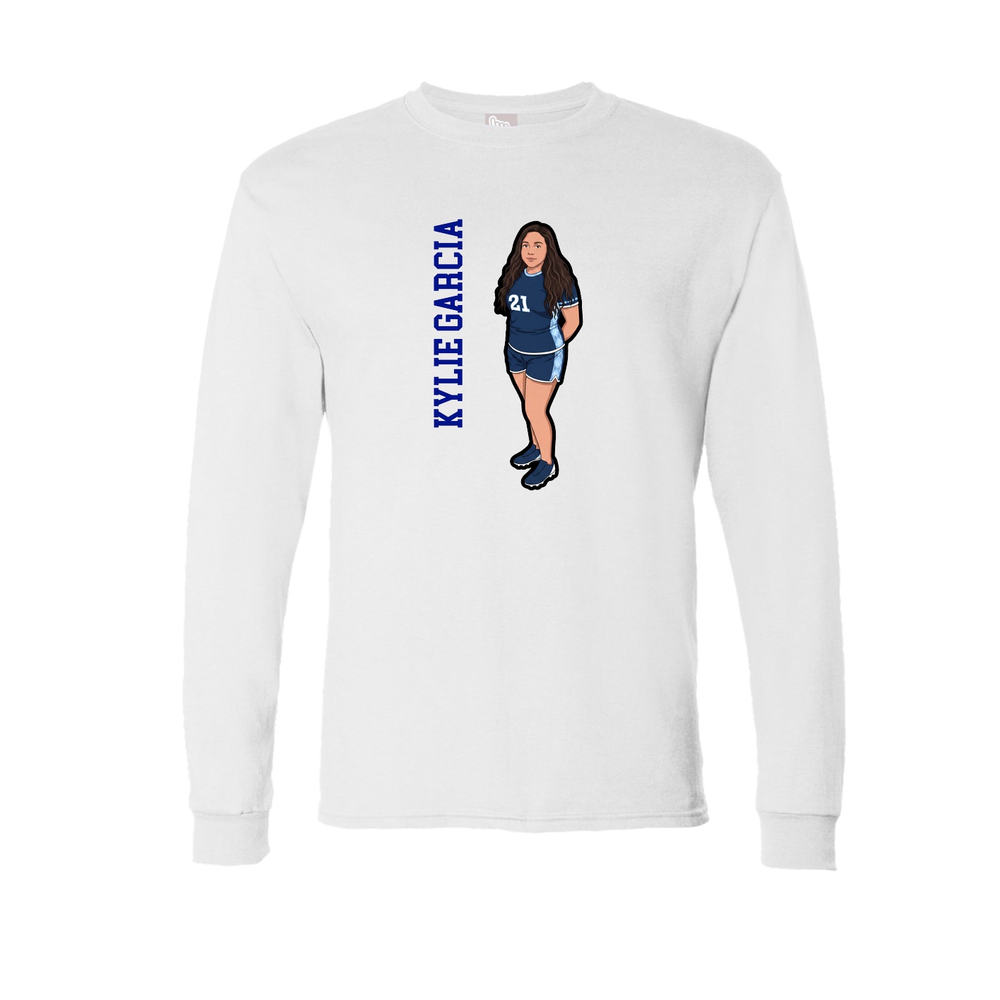 Long Sleeve Tee — Name Vertical in White