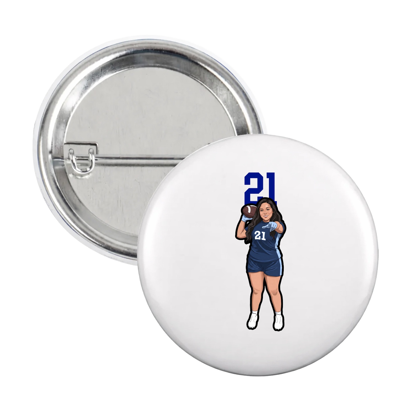 Game Day Button — Number Top in White