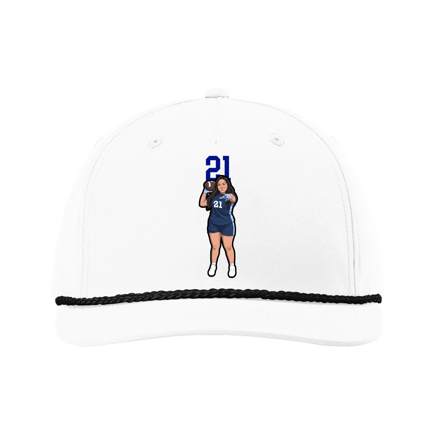 Five-Panel Classic Rope Cap — Number Top in White