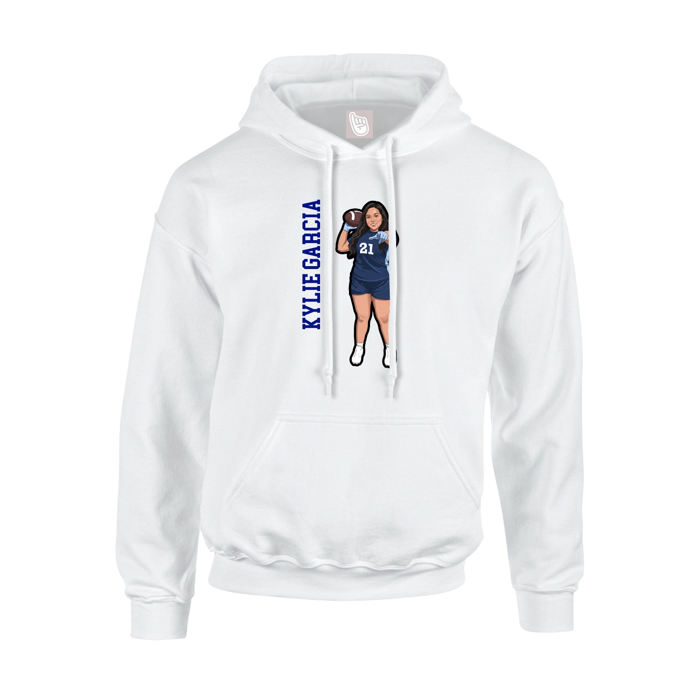 Youth Hoodie — Name Vertical in White
