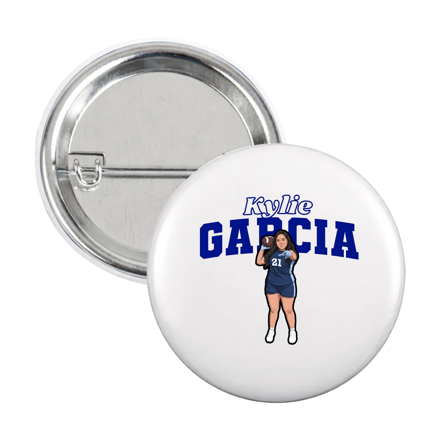 Game Day Button — Name Arch in White