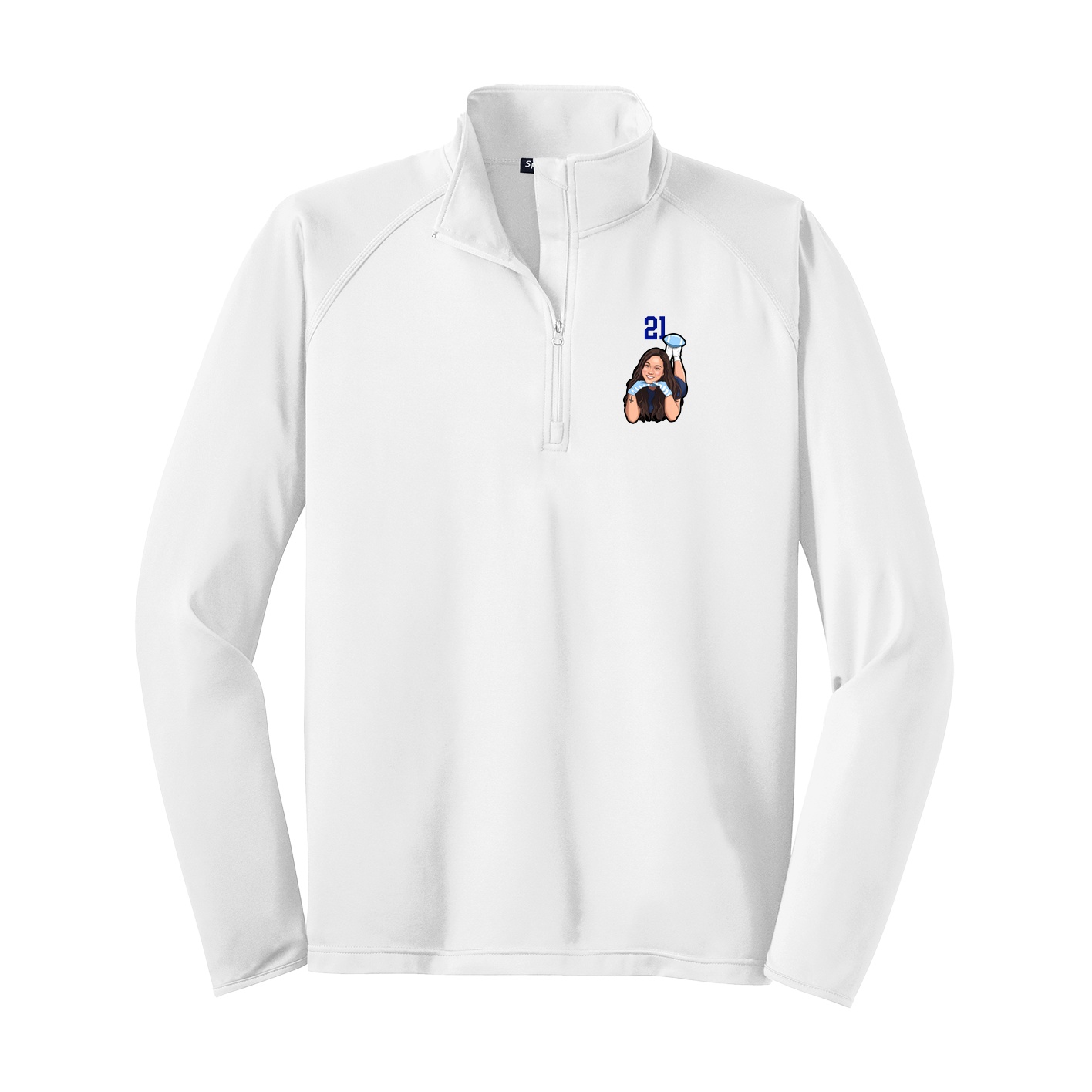 Q-Zip Pullover — Number Top in White