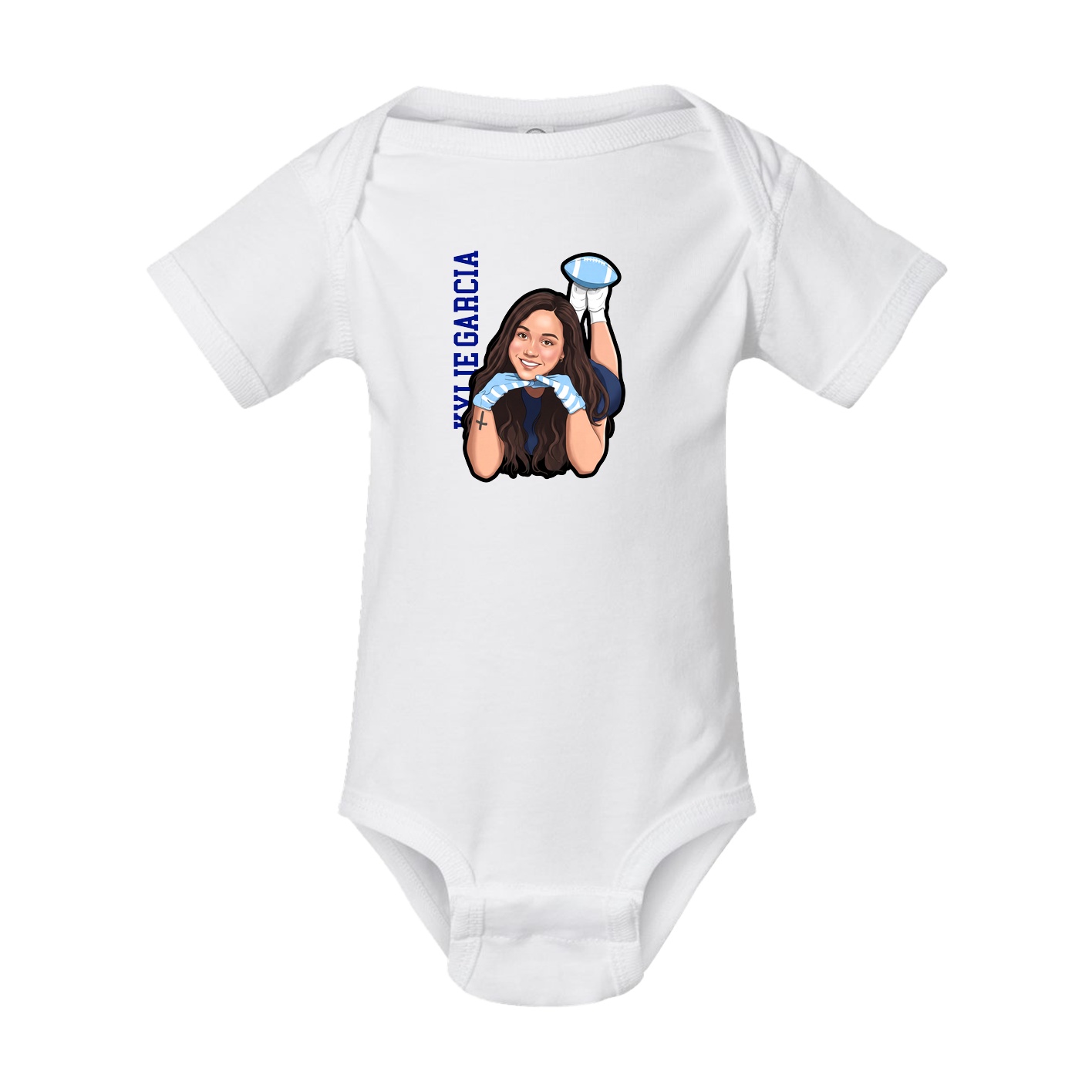 Baby Onesie — Name Vertical in White