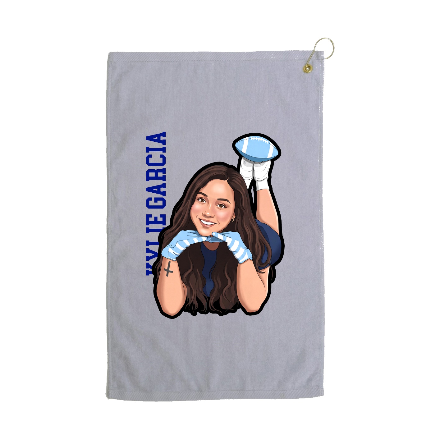 Golf Towel — Name Vertical in Grey