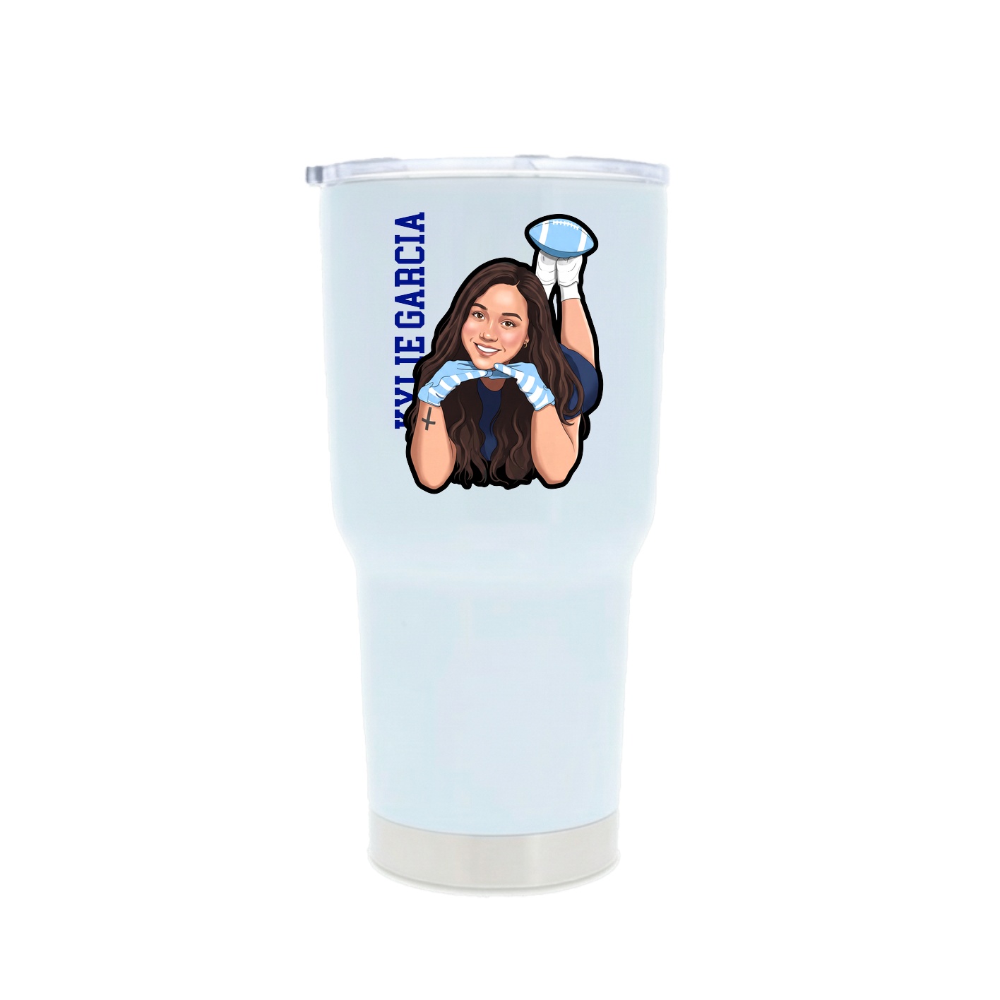 30oz Stainless Steel Tumbler — Name Vertical in White