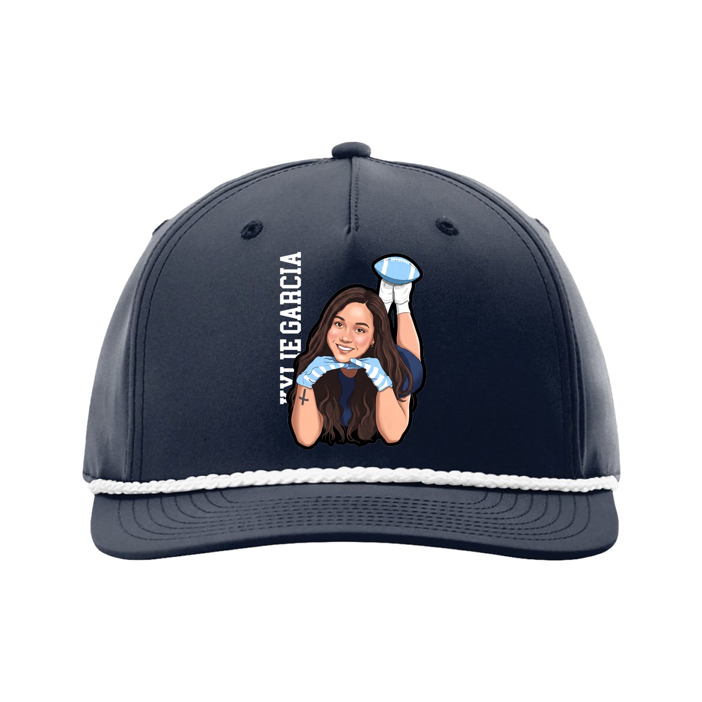 Five-Panel Classic Rope Cap — Name Vertical in Navy
