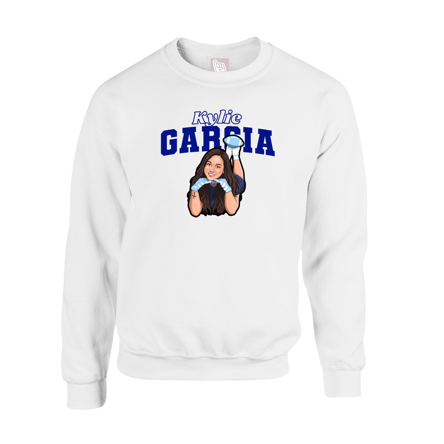 Fleece Crew — Name Arch in White