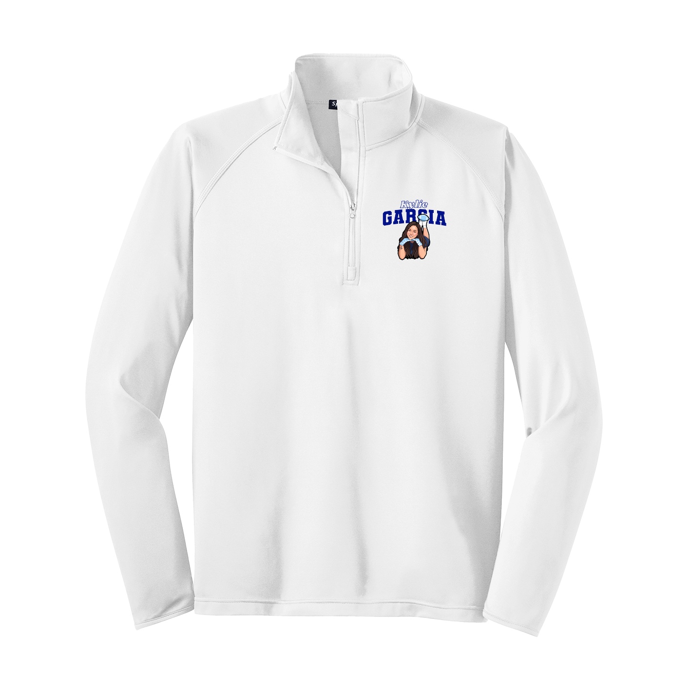 Q-Zip Pullover — Name Arch in White
