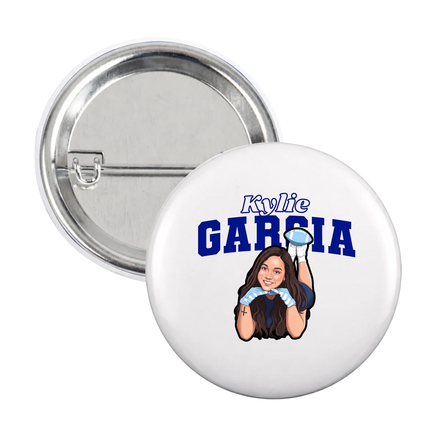 Game Day Button — Name Arch in White