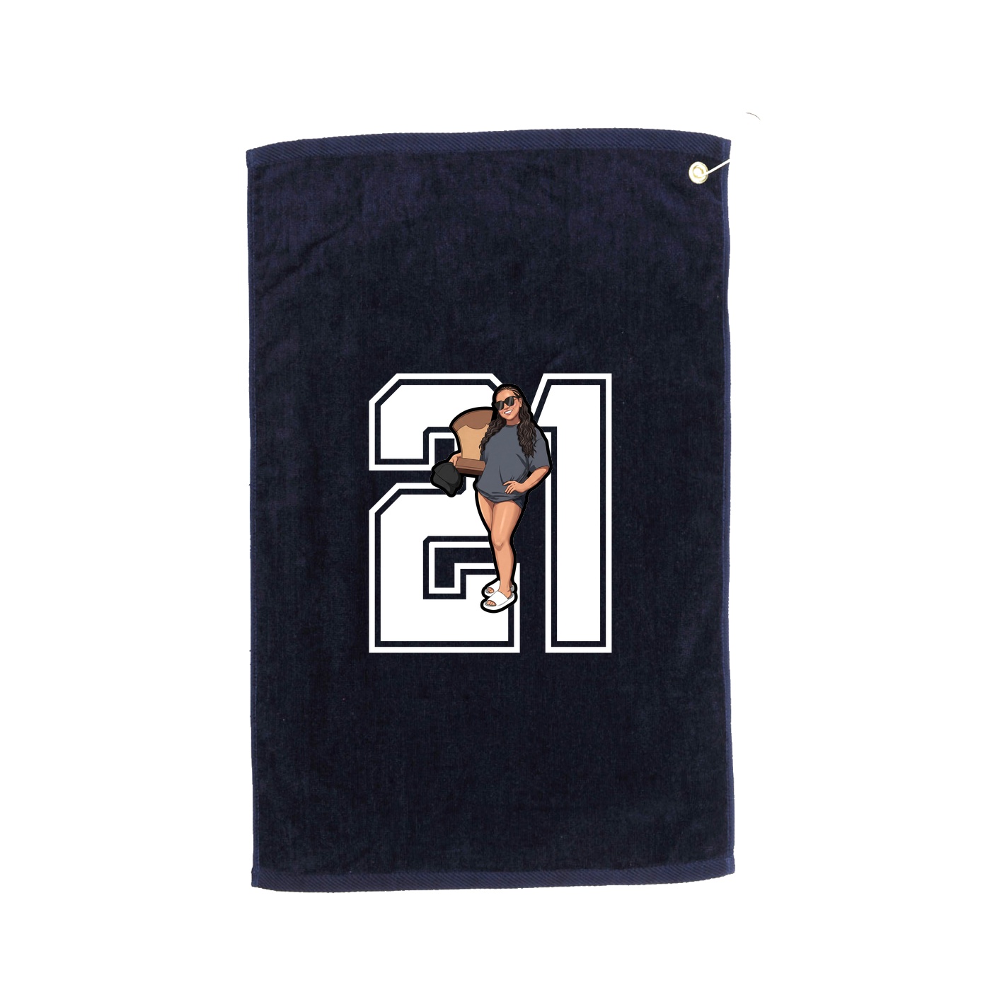Golf Towel — Number in Navy