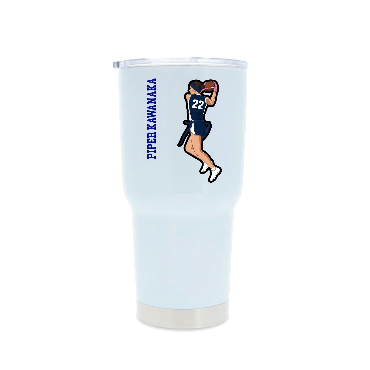 30oz Stainless Steel Tumbler — Name Vertical in White