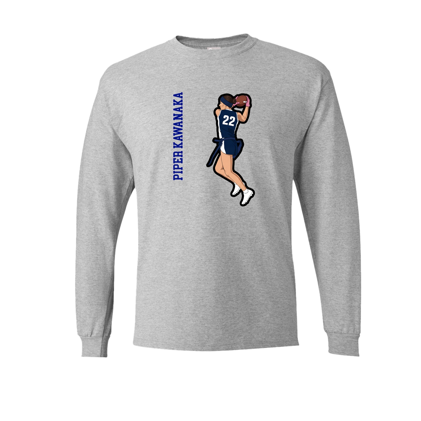 Long Sleeve Tee — Name Vertical in Grey