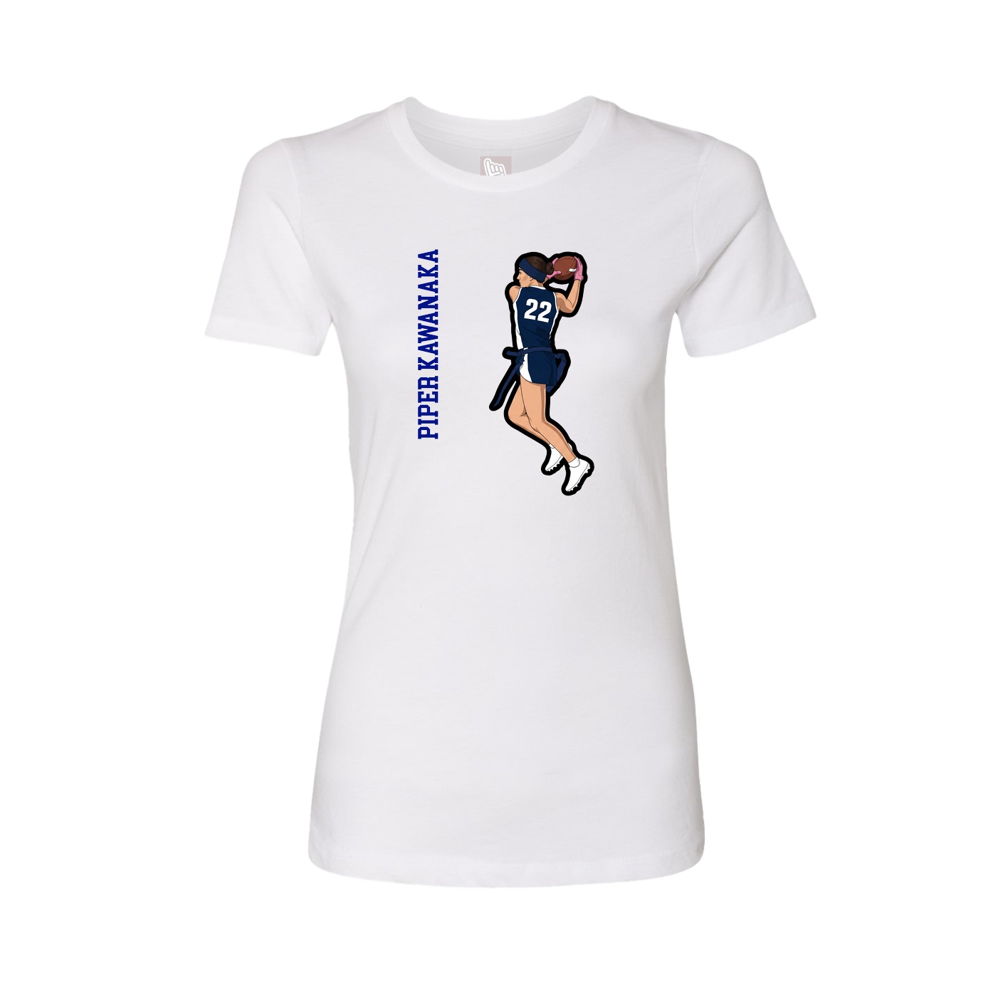 Fitted Women's Tee — Name Vertical in White