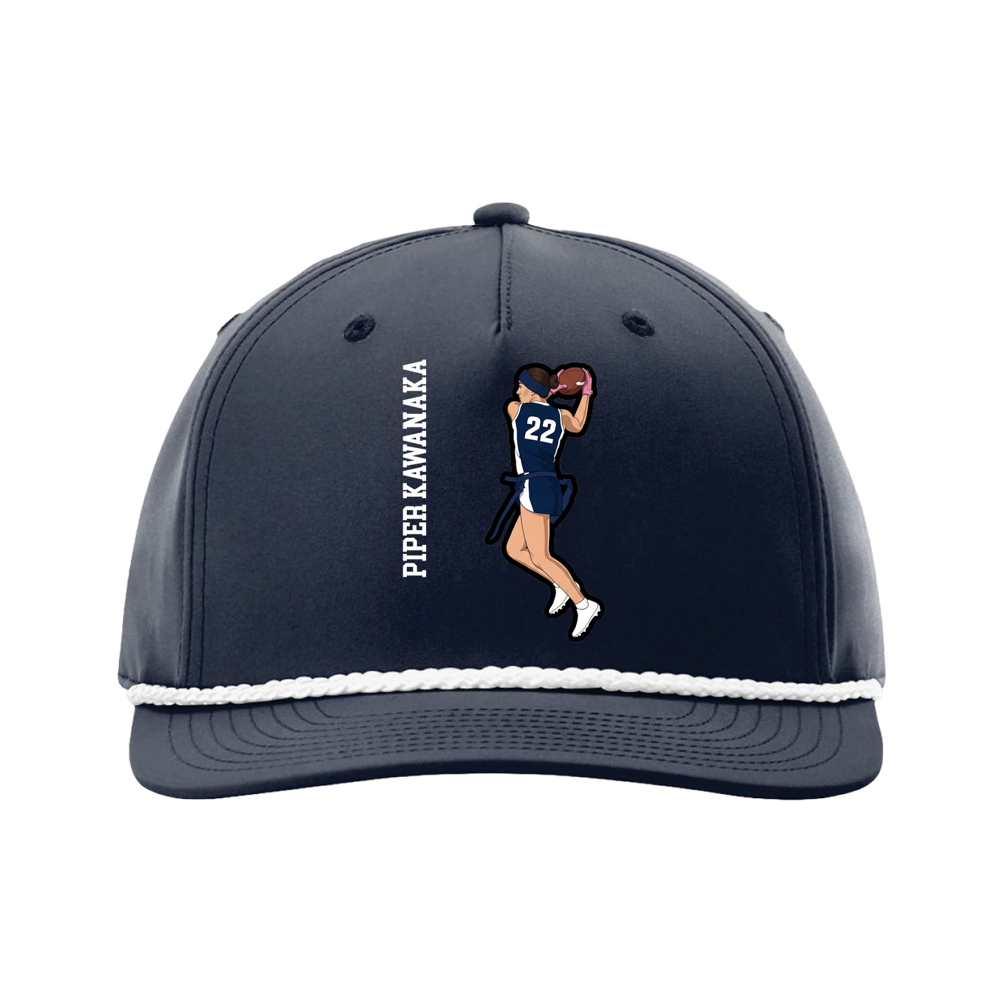 Five-Panel Classic Rope Cap — Name Vertical in Navy