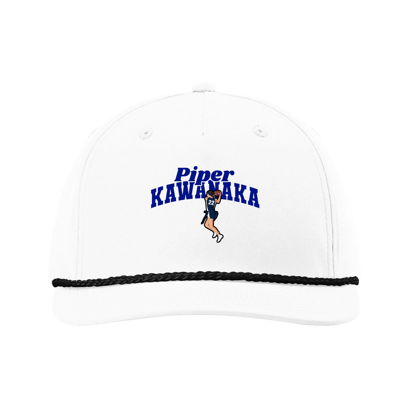 Five-Panel Classic Rope Cap — Signature Arch in White