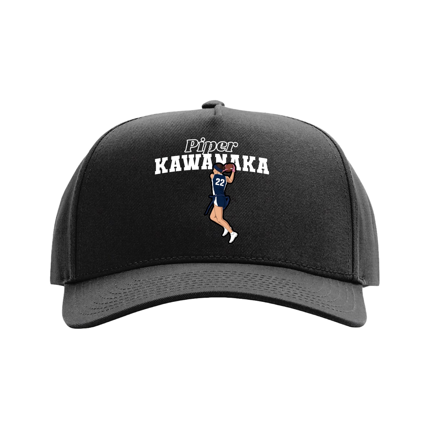 Full Fabric Five-Panel Champ Cap — Name Arch in Black