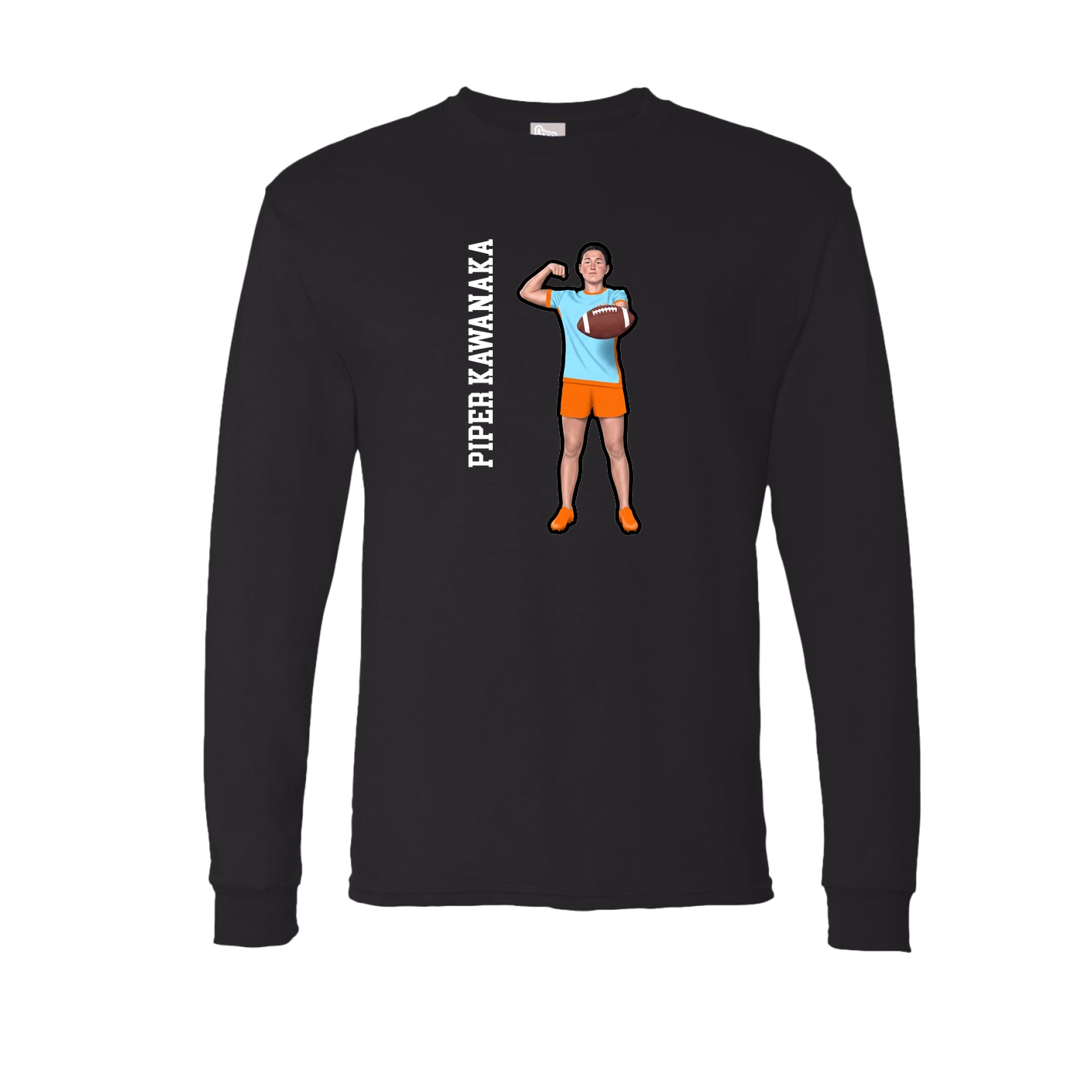 Long Sleeve Tee — Name Vertical in Black